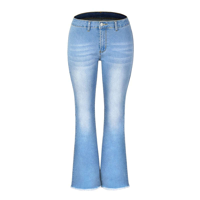 Stretch Pocket High Waist Urban Female Flare Jeans