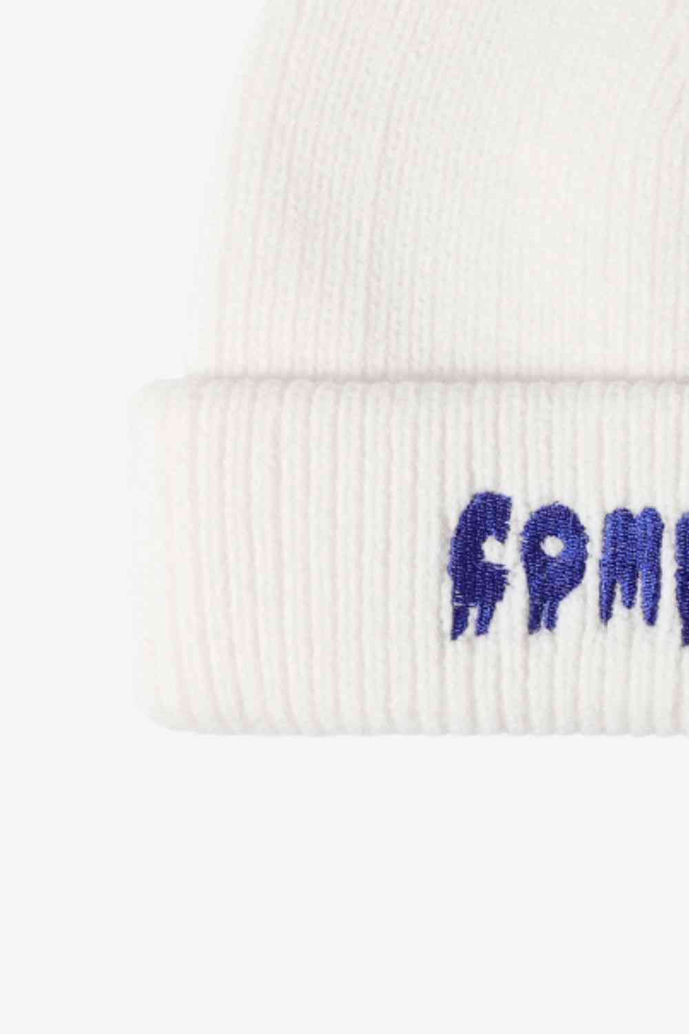 COME ON Embroidered Cuff Knit Beanie